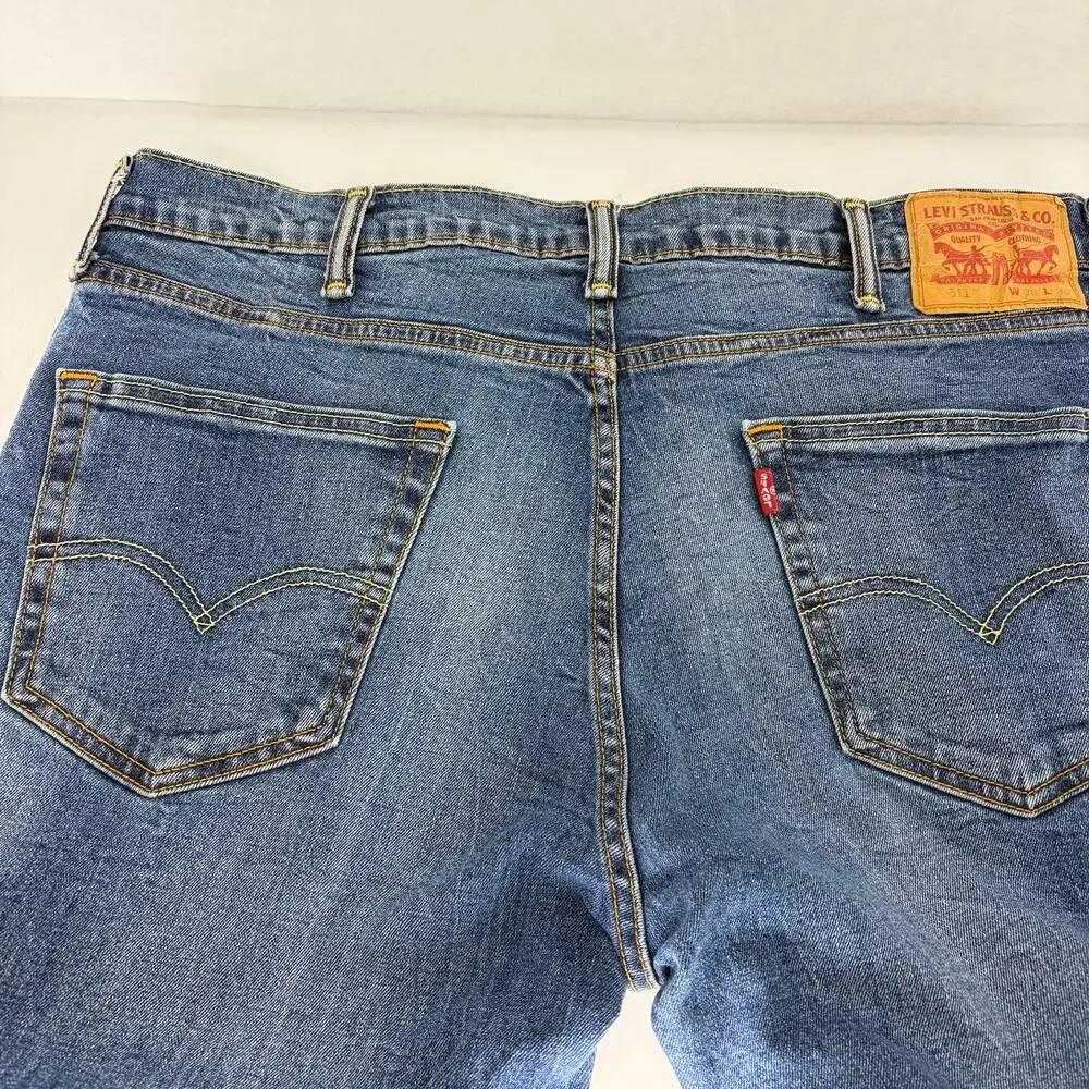 Levi's 511 Slim Fit Jeans W38 L30 Medium Wash Dark Indigo Denim Men's